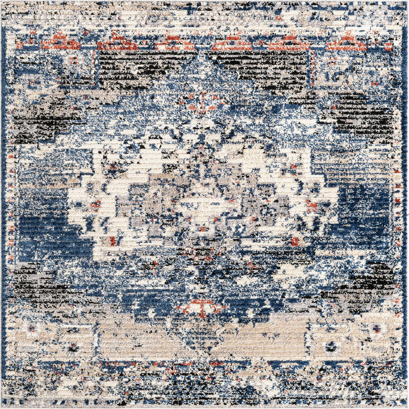 Santa Fe Trails Collection Area Rug -  Mesa Square Blue  lifestyle 30