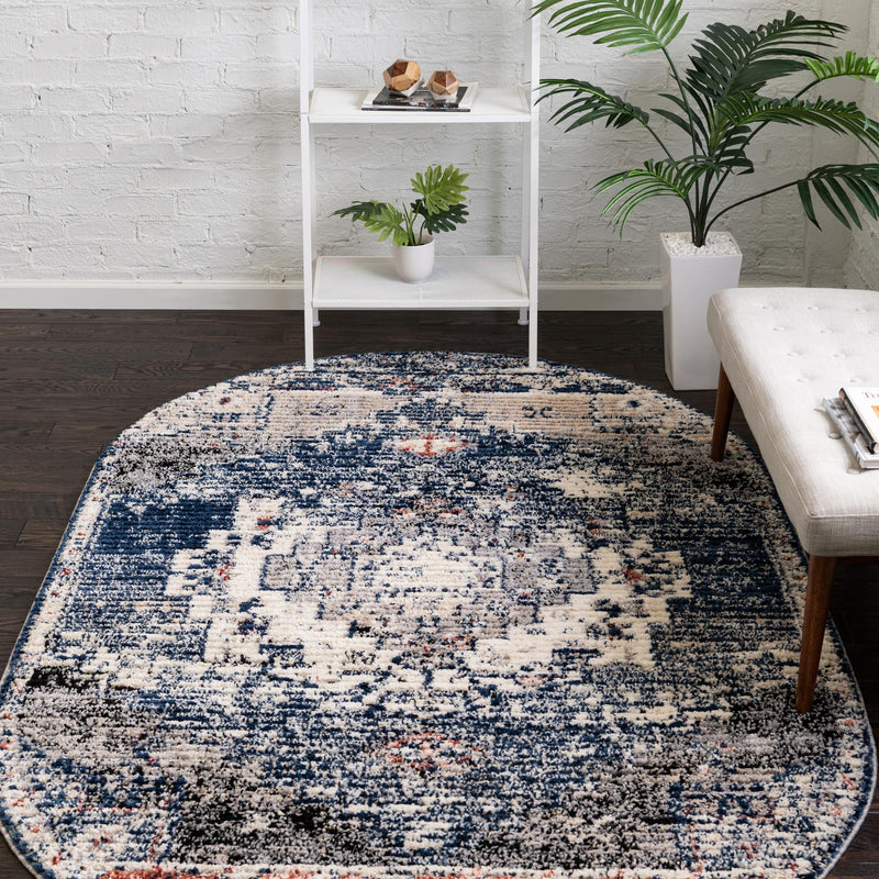 Santa Fe Trails Collection Area Rug -  Mesa Oval Blue  lifestyle 53