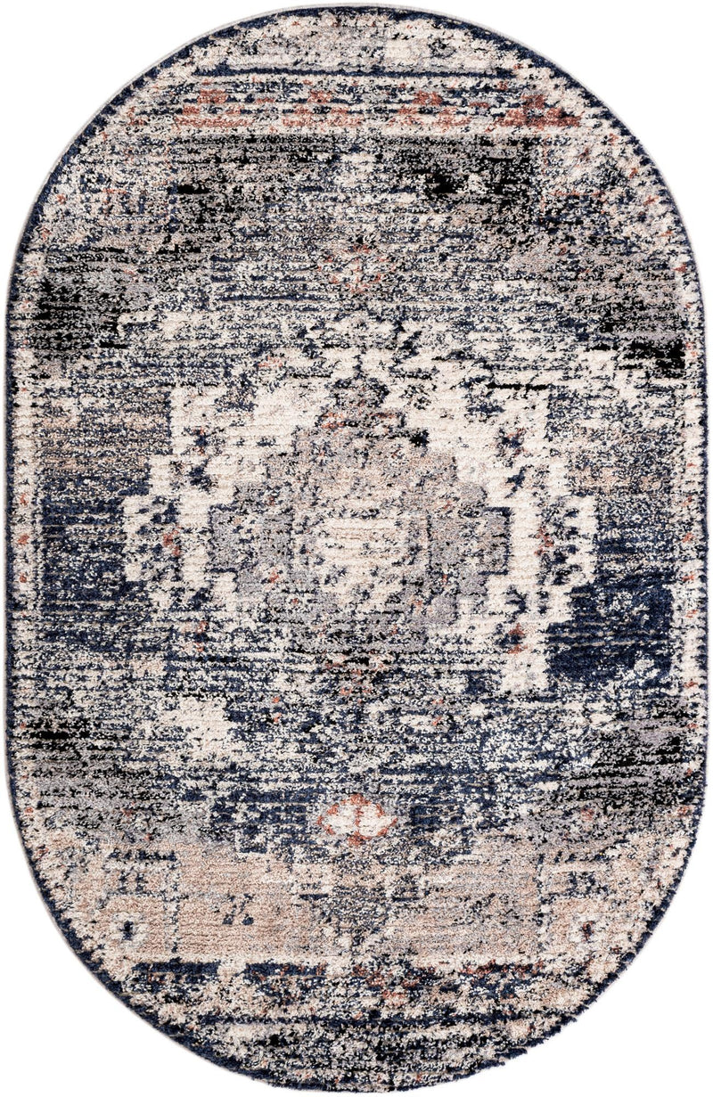 Santa Fe Trails Collection Area Rug -  Mesa Oval Blue  lifestyle 31