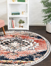 Santa Fe Trails Collection Area Rug -  Mesa Round Rust Red  lifestyle 61