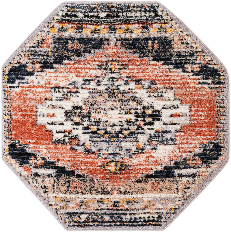 Santa Fe Trails Collection Area Rug -  Mesa Octagon Rust Red  lifestyle 38