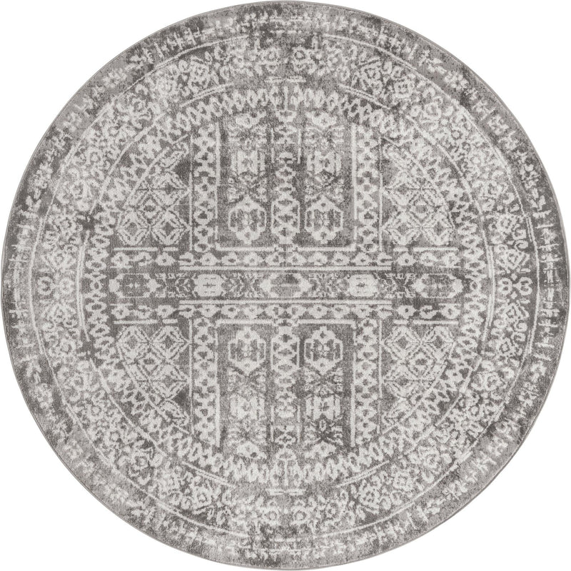 Cambridge Classics Collection Area Rug - Kendall (Gray) Round Gray  lifestyle 11