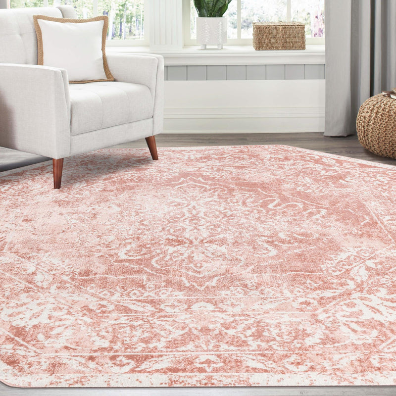 Cambridge Classics Collection Area Rug -  Fitzwilliam (Pink) Octagon Pink  lifestyle 50