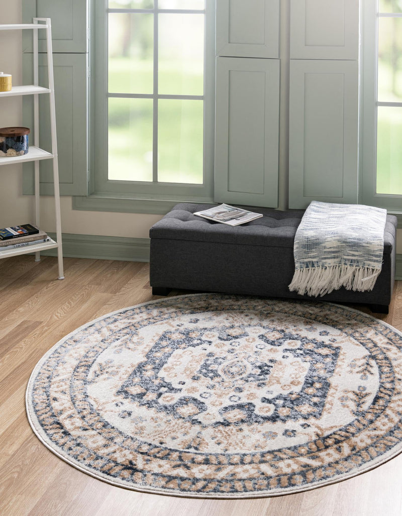 Cambridge Classics Collection Area Rug -  Magdalene (Cream) Round Cream  lifestyle 22