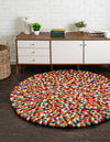 Wool Sphere Alley Collection Area Rug - Sphereville (Multi) Round Multi  lifestyle 19