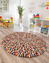 Wool Sphere Alley Collection Area Rug - Sphereville (Multi) Round Multi  lifestyle 36