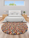 Wool Sphere Alley Collection Area Rug - Sphereville (Multi) Round Multi  lifestyle 38