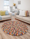 Wool Sphere Alley Collection Area Rug - Sphereville (Multi) Round Multi  lifestyle 46