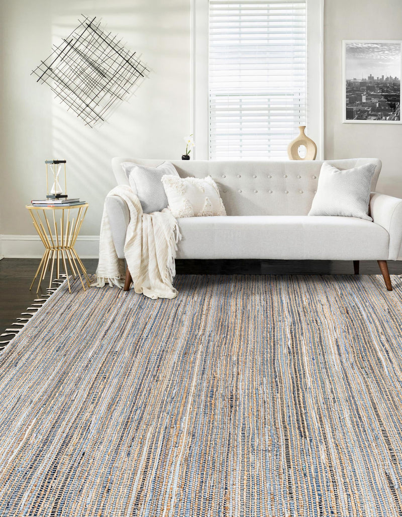 Coastal Boho Jute Collection Area Rug - Capri Rectangle Blue  lifestyle 10