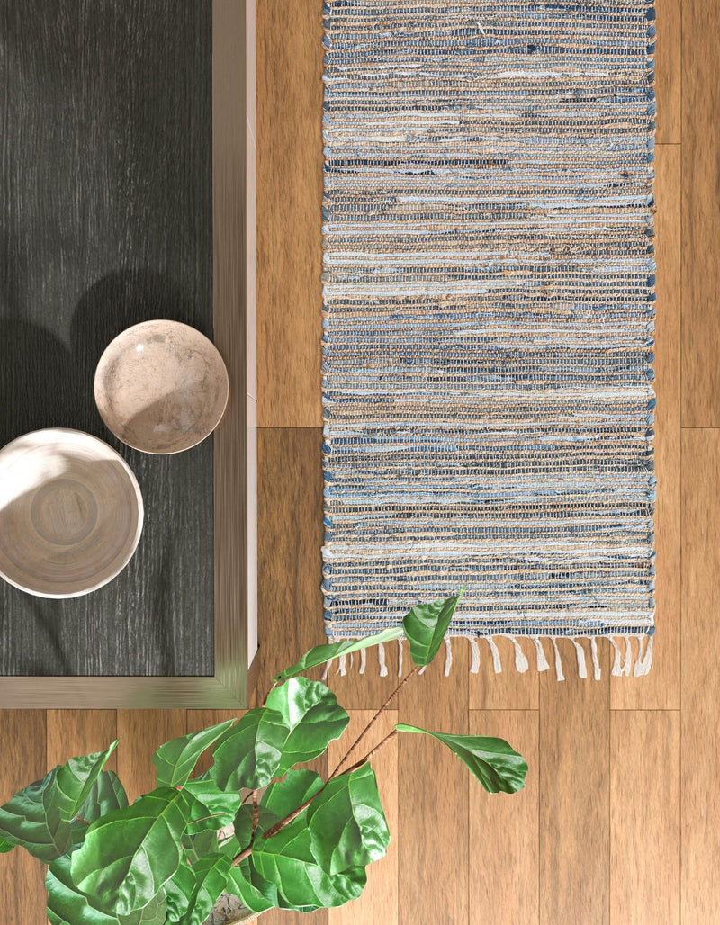 Coastal Boho Jute Collection Area Rug - Capri Runner Blue  lifestyle 74