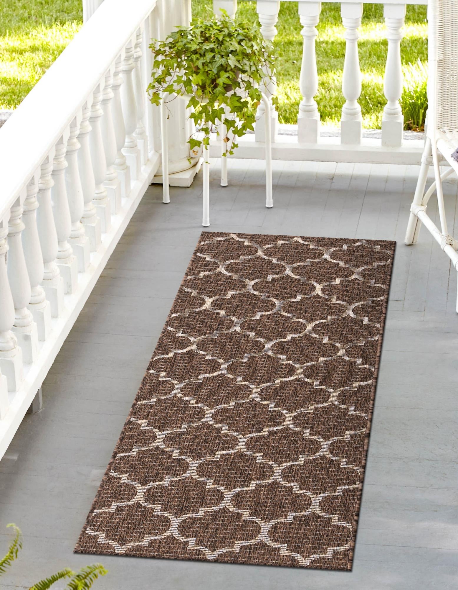 Seaside Lattice Collection Area Rug - Arbor (Brown)