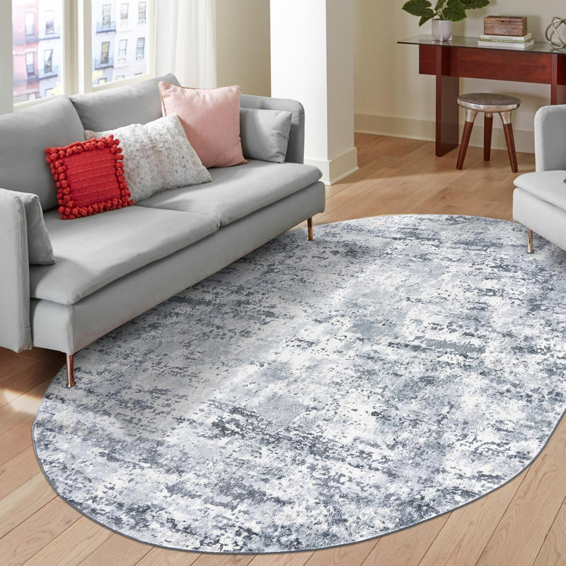 Luminara Sands Collection Area Rug - Serenity (Vintage Blue) Oval Vintage Blue  lifestyle 53