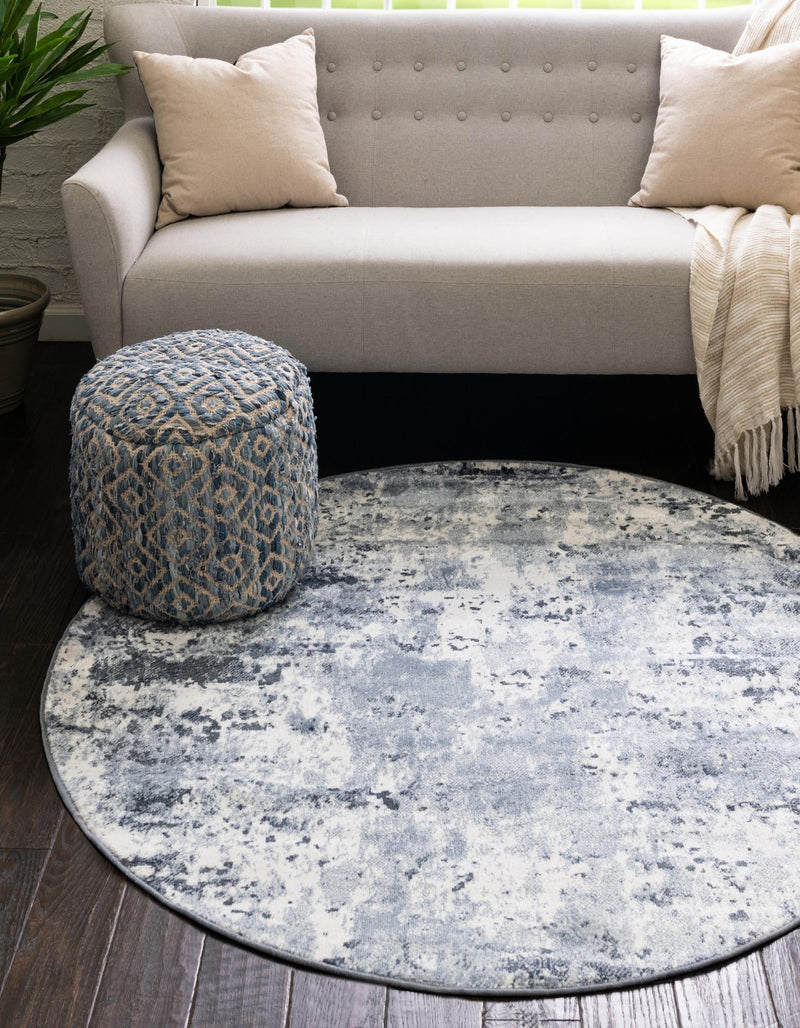 Luminara Sands Collection Area Rug - Serenity (Vintage Blue) Round Vintage Blue  lifestyle 17