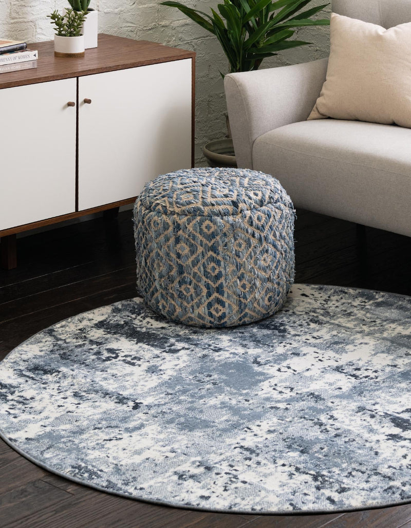 Luminara Sands Collection Area Rug - Serenity (Vintage Blue) Round Vintage Blue  lifestyle 22