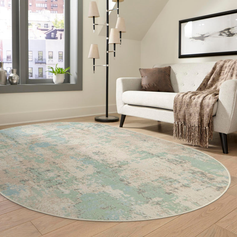 Lagoon Oasis Collection Area Rug -  Seagrass Oval Teal  lifestyle 92