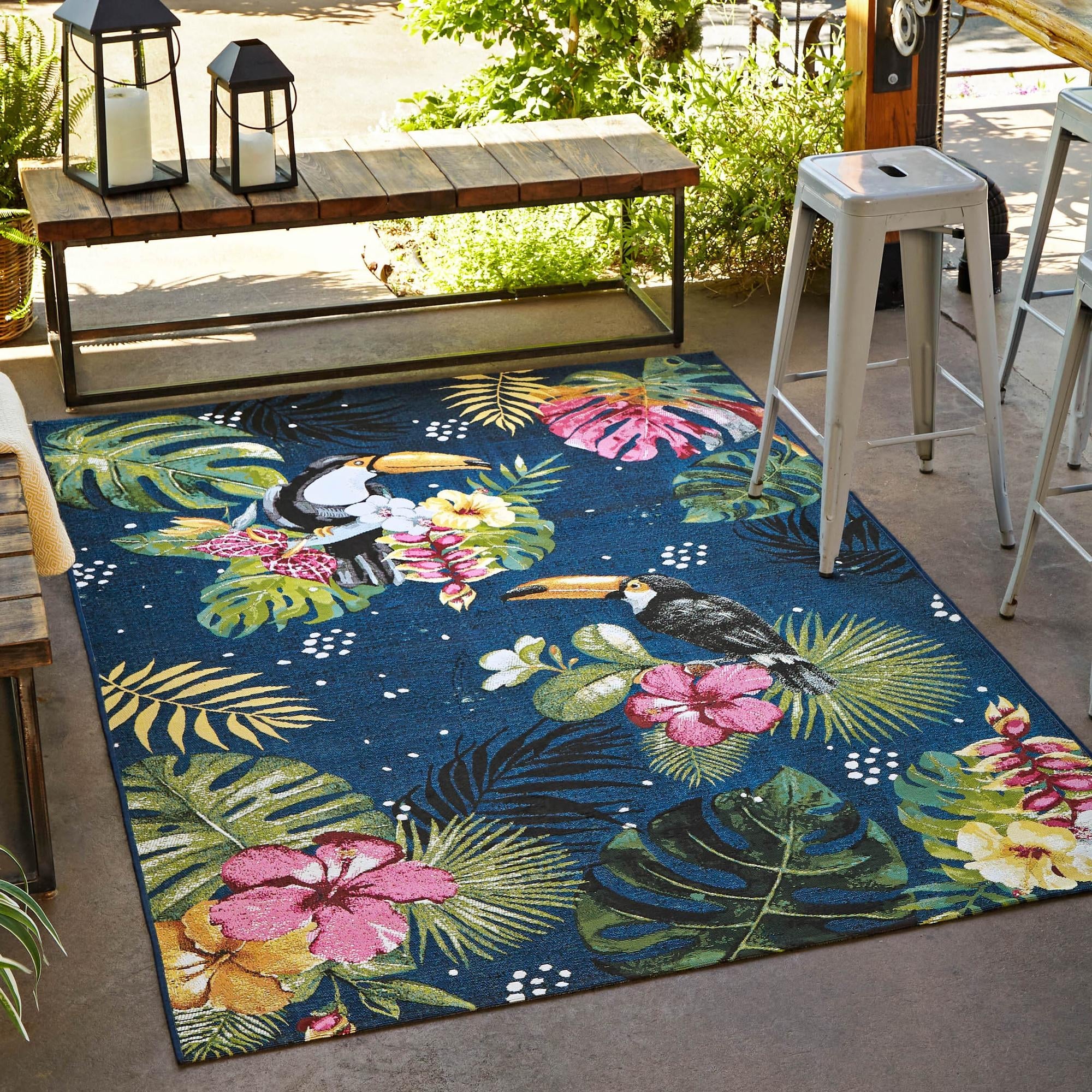 Seaside Blooms Collection Area Rug -  Leaf