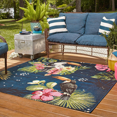 Seaside Blooms Collection Area Rug -  Leaf