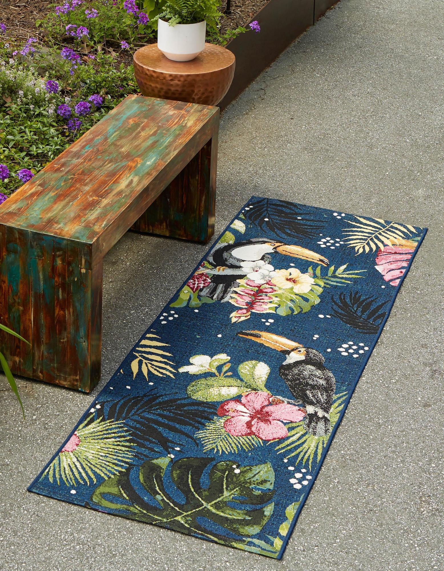 Seaside Blooms Collection Area Rug -  Leaf