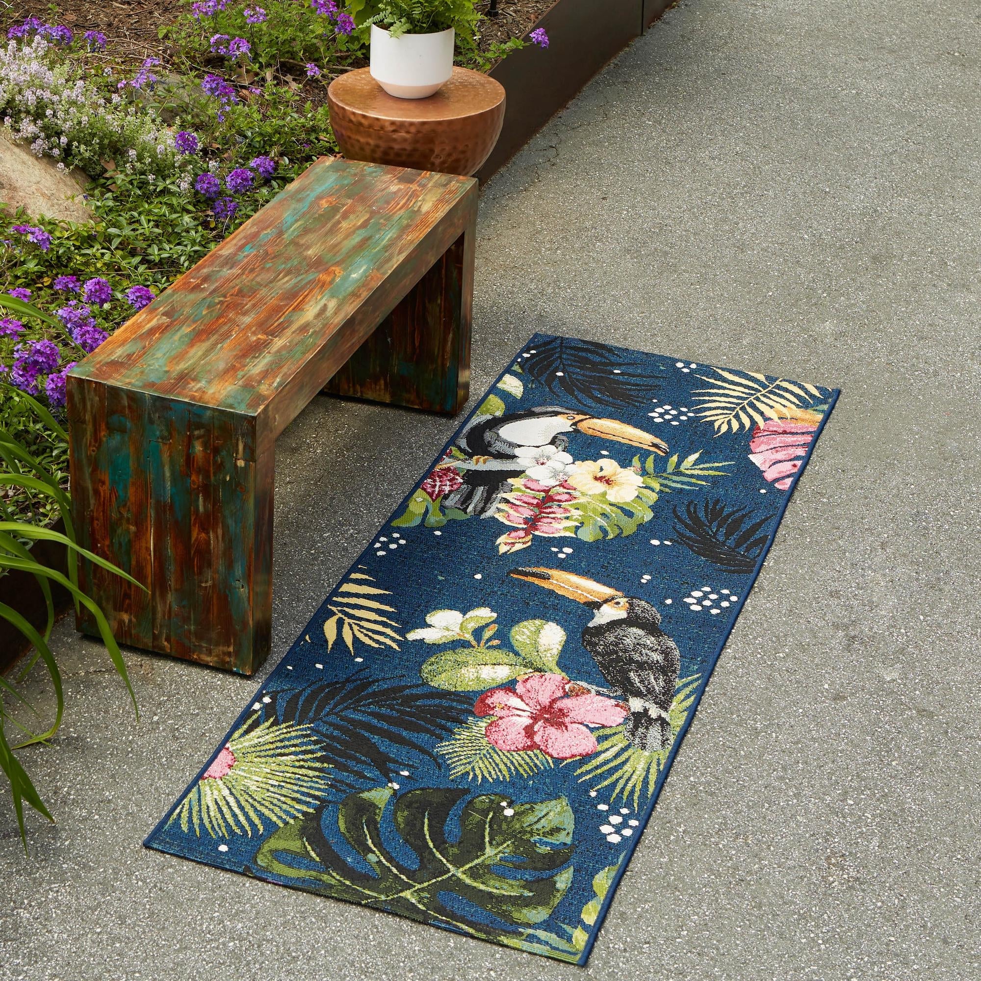 Seaside Blooms Collection Area Rug -  Leaf