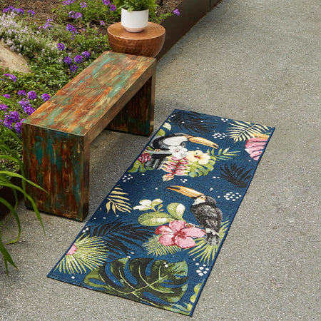 Seaside Blooms Collection Area Rug -  Leaf