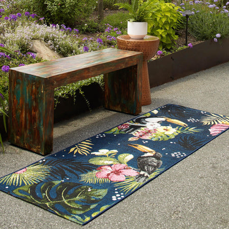 Seaside Blooms Collection Area Rug -  Leaf