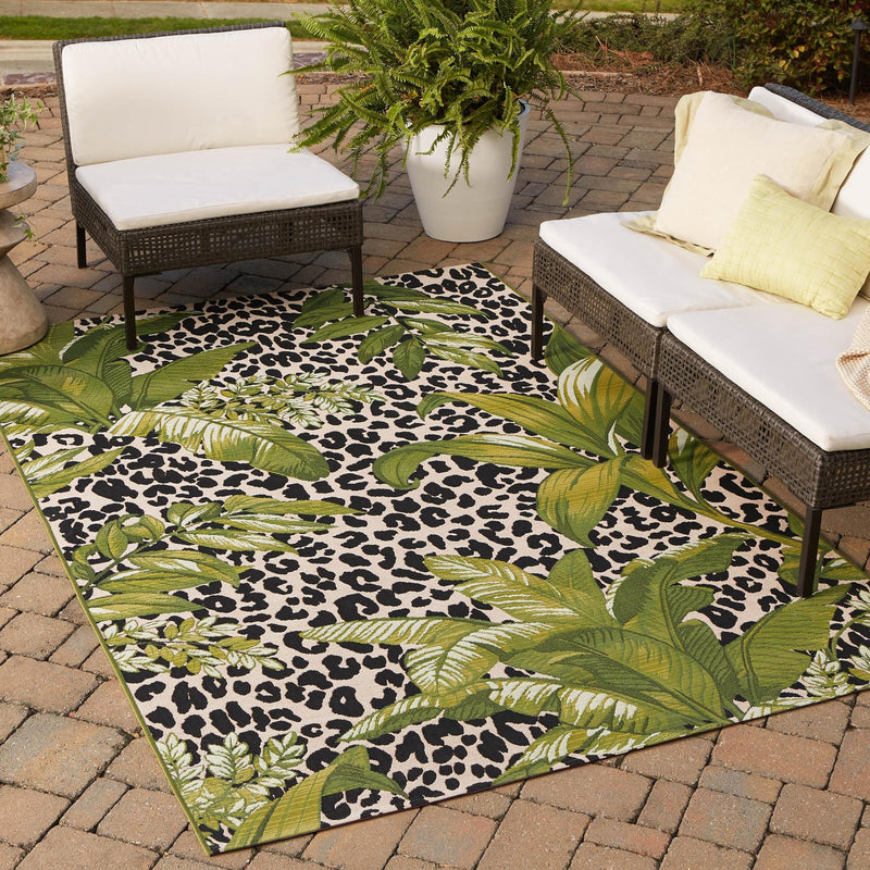 Garden Terrace Escape Collection Area Rug -  Lotus Rectangle Green  lifestyle 14