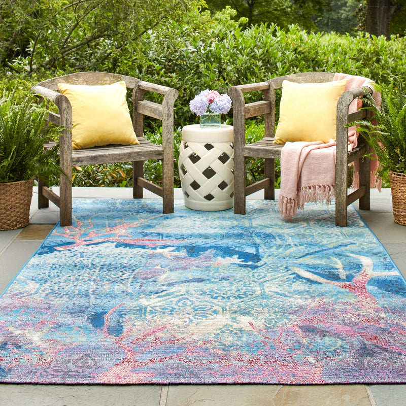 Seaside Haven Rugs Collection Area Rug - Marina Rectangle Multi  lifestyle 10