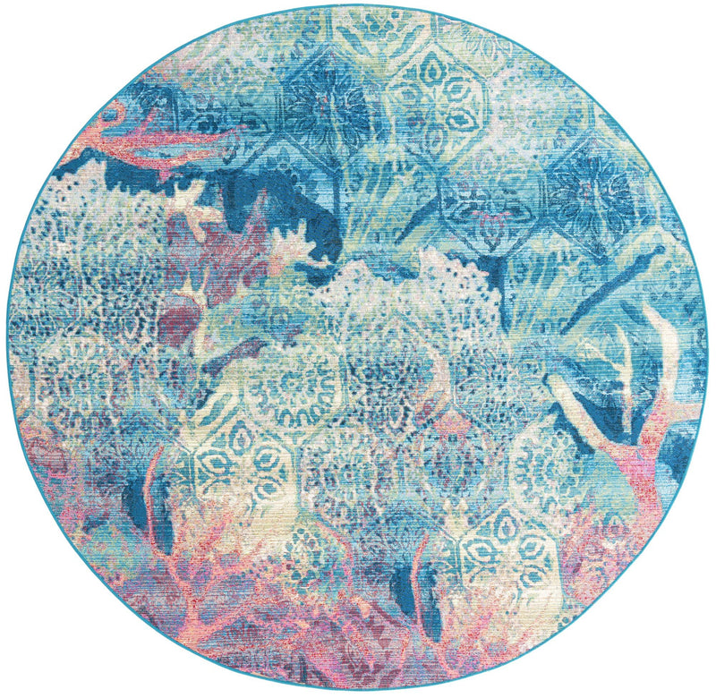 Seaside Haven Rugs Collection Area Rug - Marina Round Multi  lifestyle 12