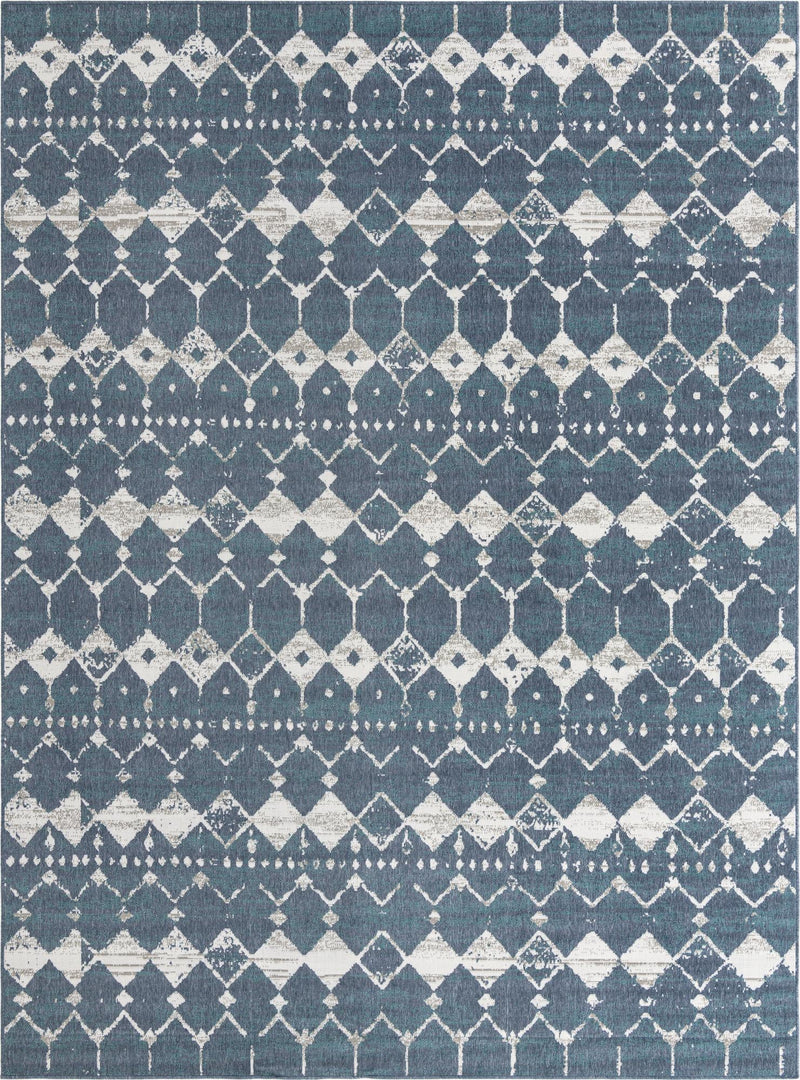 Seaside Lattice Collection Area Rug -  Margate Rectangle Navy Blue Main