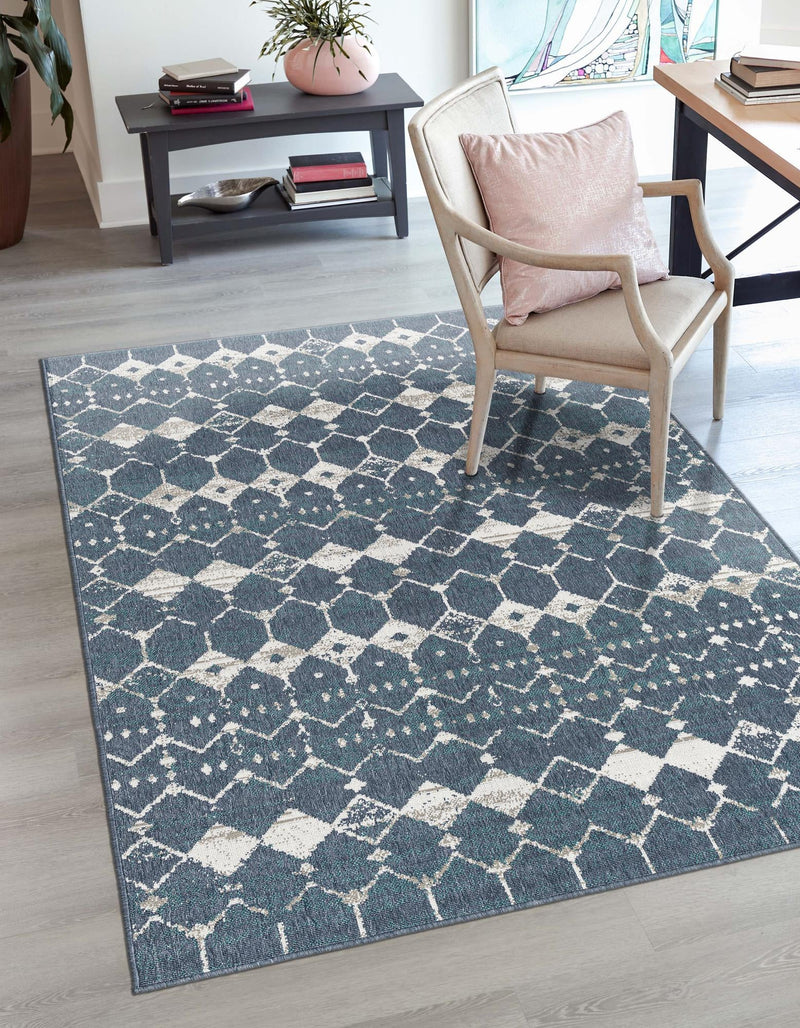 Seaside Lattice Collection Area Rug -  Margate Rectangle Navy Blue  lifestyle 44