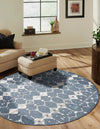 Seaside Lattice Collection Area Rug -  Margate Round Navy Blue  lifestyle 118