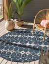 Seaside Lattice Collection Area Rug -  Margate Round Navy Blue  lifestyle 141