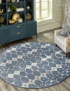 Seaside Lattice Collection Area Rug -  Margate Round Navy Blue  lifestyle 159