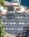 Seaside Lattice Collection Area Rug -  Margate Round Navy Blue  lifestyle 177