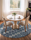 Seaside Lattice Collection Area Rug -  Margate Round Navy Blue  lifestyle 195