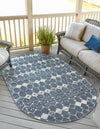 Seaside Lattice Collection Area Rug -  Margate Oval Navy Blue  lifestyle 95