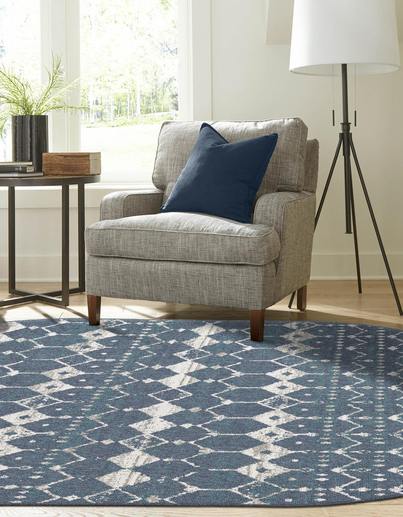 Seaside Lattice Collection Area Rug -  Margate Oval Navy Blue  lifestyle 119