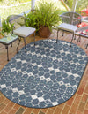 Seaside Lattice Collection Area Rug -  Margate Oval Navy Blue  lifestyle 142