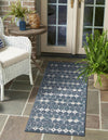 Seaside Lattice Collection Area Rug -  Margate Runner Navy Blue  lifestyle 215