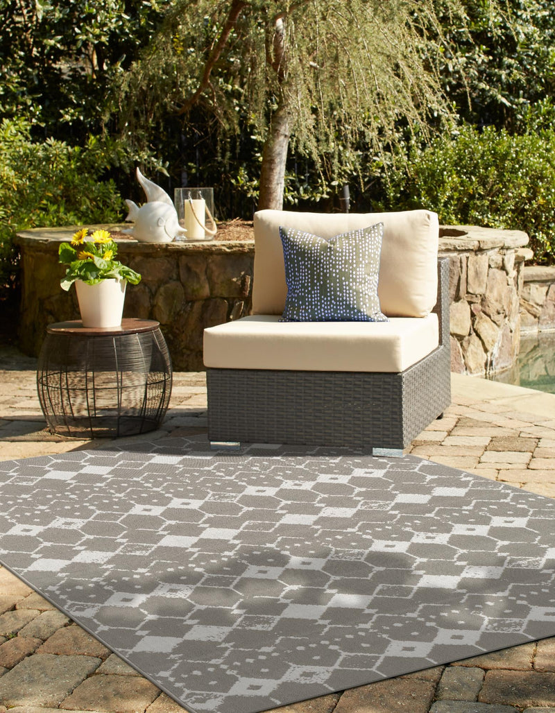 Seaside Lattice Collection Area Rug -  Margate Rectangle Gray  lifestyle 39