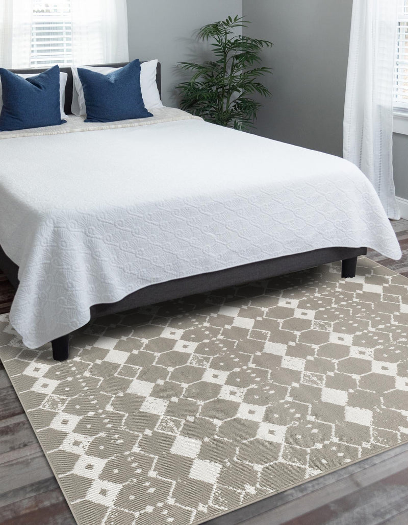 Seaside Lattice Collection Area Rug -  Margate Rectangle Gray  lifestyle 57