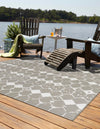 Seaside Lattice Collection Area Rug -  Margate Square Gray  lifestyle 121