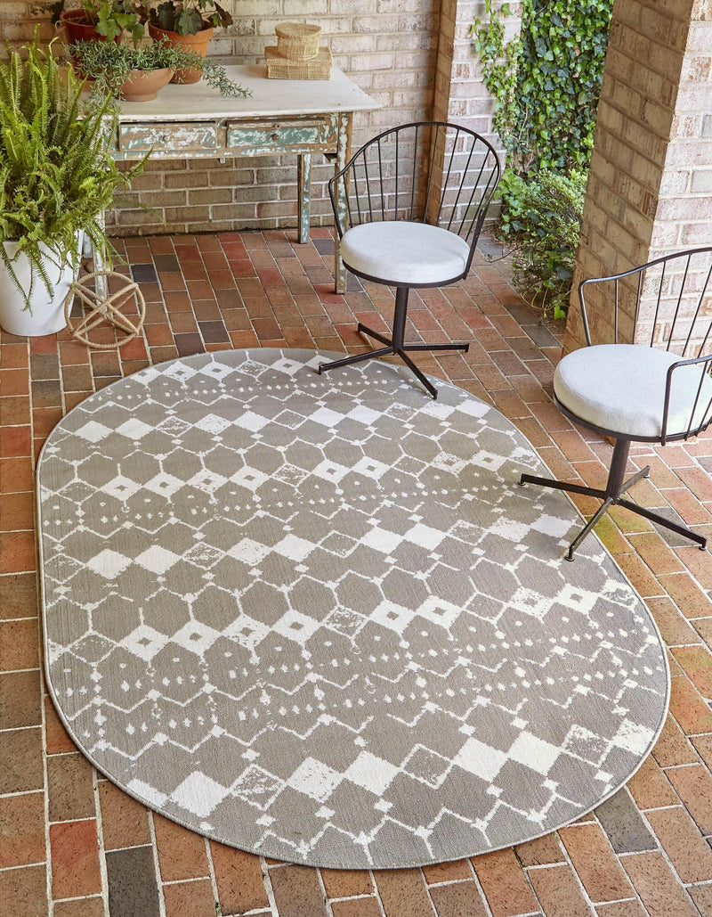 Seaside Lattice Collection Area Rug -  Margate Oval Gray  lifestyle 99