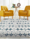 Seaside Lattice Collection Area Rug -  Margate Rectangle Ivory and Blue  lifestyle 22