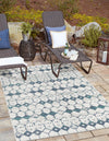 Seaside Lattice Collection Area Rug -  Margate Rectangle Ivory and Blue  lifestyle 28