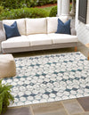 Seaside Lattice Collection Area Rug -  Margate Square Ivory and Blue  lifestyle 101