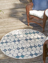 Seaside Lattice Collection Area Rug -  Margate Round Ivory and Blue  lifestyle 102