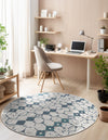 Seaside Lattice Collection Area Rug -  Margate Round Ivory and Blue  lifestyle 126