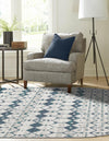 Seaside Lattice Collection Area Rug -  Margate Oval Ivory and Blue  lifestyle 127