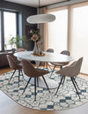 Seaside Lattice Collection Area Rug -  Margate Oval Ivory and Blue  lifestyle 166